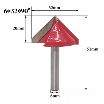 1pc 6mm V Bit CNC Solid Carbide End Mill Tungsten Steel Woodworking Milling Cutter 3D Wood MDF Router Bit 60 90 120 150 Degrees