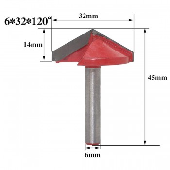 1pc 6mm V Bit CNC Solid Carbide End Mill Tungsten Steel Woodworking Milling Cutter 3D Wood MDF Router Bit 60 90 120 150 Degrees