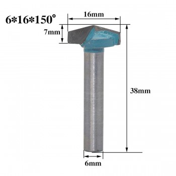 1pc 6mm V Bit CNC Solid Carbide End Mill Tungsten Steel Woodworking Milling Cutter 3D Wood MDF Router Bit 60 90 120 150 Degrees
