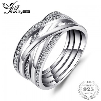 Jewelrypalace 925 Sterling Silver Rings Cosmic Lines Statement Ring Wedding Band Infinity Love Fine Jewelry Anniversary Gfits