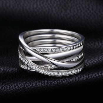 Jewelrypalace 925 Sterling Silver Rings Cosmic Lines Statement Ring Wedding Band Infinity Love Fine Jewelry Anniversary Gfits