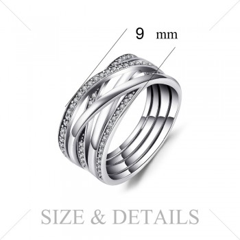 Jewelrypalace 925 Sterling Silver Rings Cosmic Lines Statement Ring Wedding Band Infinity Love Fine Jewelry Anniversary Gfits