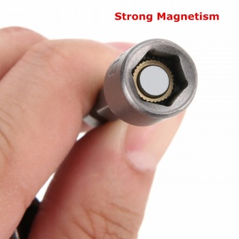 Grey Adapter Drill Bit 14pcs 6-19MM ilver 1/4 Socket Magnetic Nut Driver Set for Power Drills Steel SHex Shank Magnet Holds