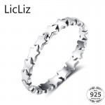 LicLiz 925 Sterling Silver Five Star Rings For Women Finger Small Geometric Stackable Ring Eternity Ring Wedding Band LR0479