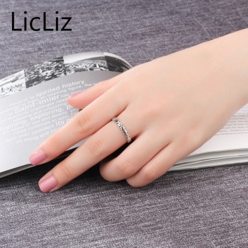 LicLiz 925 Sterling Silver Five Star Rings For Women Finger Small Geometric Stackable Ring Eternity Ring Wedding Band LR0479