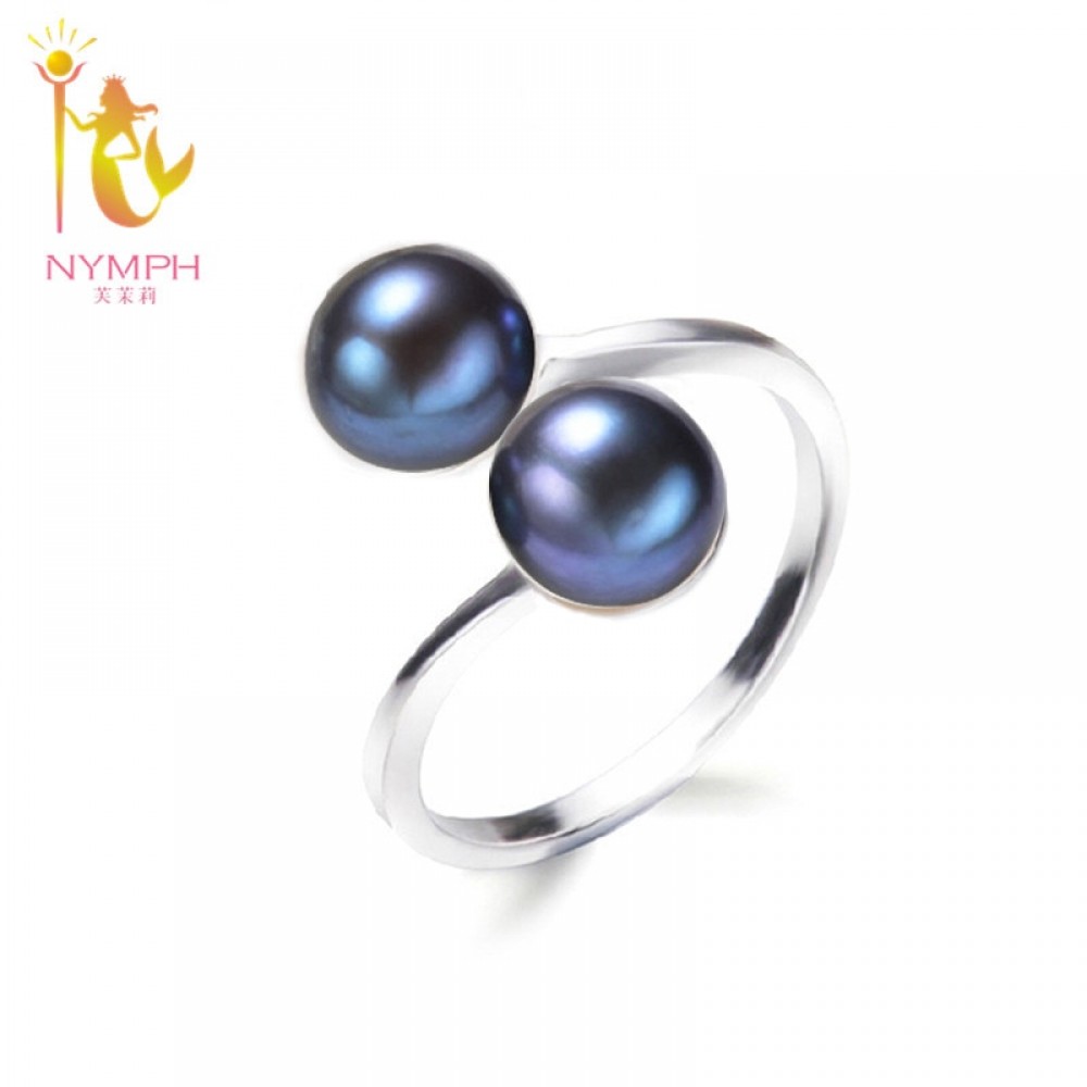 NYMPH Pearl Rings Jewlery Natural Freshwater Pearl Double Trendy Rings Wedding Bands Party Birthday Gift For Girl Women R028