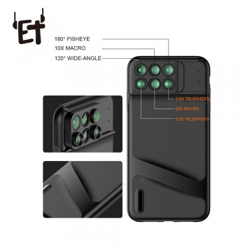 ET Camera Lens Phone Case for iPhone XR XS Max Fisheye Wide Angle Macro Lens Phone Cover Mobile Phone Lensese Case Full Coverage