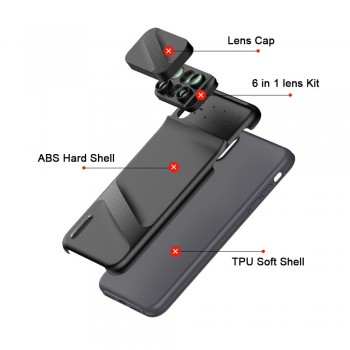 ET Camera Lens Phone Case for iPhone XR XS Max Fisheye Wide Angle Macro Lens Phone Cover Mobile Phone Lensese Case Full Coverage
