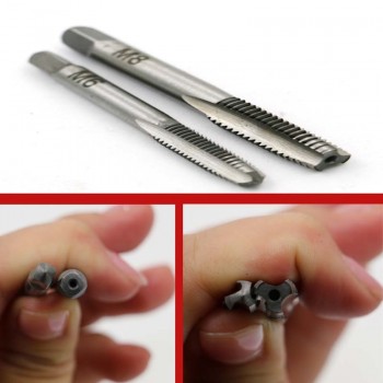 6pcs 3F Hand Screw Thread Metric Plug Tap Set M3 M4 M5 M6 M8 with Adjustable Tap Wrench 1/16-1/4
