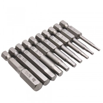 10PCs 5/64-5/16 Magnetic Hex Head Allen Wrench Drill Bit Set Solid S2 Steel Alloy Screwdrivers Bits Set