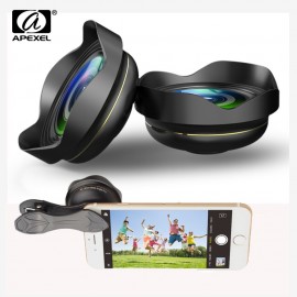 APEXEL 15mm 0.5X 4k Wide angle Lens with lens hood universal Professional HD Optic Lens for iPhone Xiaomi redmi Samsung