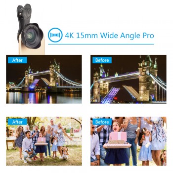 APEXEL 15mm 0.5X 4k Wide angle Lens with lens hood universal Professional HD Optic Lens for iPhone Xiaomi redmi Samsung
