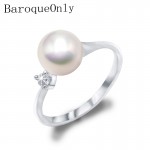 BaroqueOnly White/purple/blue 7-8mm Real Natural Freshwater Pearl Wedding Ring Fashion Women Engagement Ring Elegant Jewelry