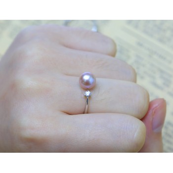 BaroqueOnly White/purple/blue 7-8mm Real Natural Freshwater Pearl Wedding Ring Fashion Women Engagement Ring Elegant Jewelry