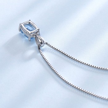 UMCHO Solid 925 Sterling Silver Pendant Necklace Gemstone Sky Blue Topaz Necklace Romantic Wedding Gifts For Women Fine Jewelry