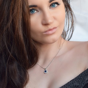 UMCHO 925 Sterling Silver Jewelry Created Round Blue Sapphire Necklace For Women Wedding Gift With Box Chain Brand Fine Jewelry