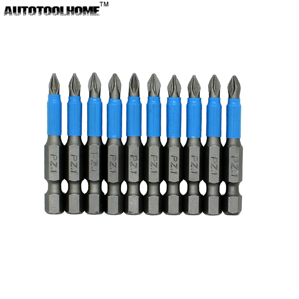 10pc 50mm PH1 PH2 PH3 PZ1 PZ2 PZ3 Magnetic Screwdriver Bit Set 1/4 Hex Shank Anti Slip Phillips Electric Power Tool Accessories