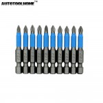 10pc 50mm PH1 PH2 PH3 PZ1 PZ2 PZ3 Magnetic Screwdriver Bit Set 1/4 Hex Shank Anti Slip Phillips Electric Power Tool Accessories