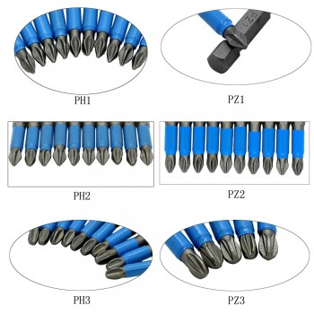 10pc 50mm PH1 PH2 PH3 PZ1 PZ2 PZ3 Magnetic Screwdriver Bit Set 1/4 Hex Shank Anti Slip Phillips Electric Power Tool Accessories