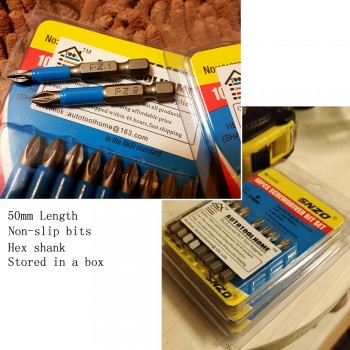 10pc 50mm PH1 PH2 PH3 PZ1 PZ2 PZ3 Magnetic Screwdriver Bit Set 1/4 Hex Shank Anti Slip Phillips Electric Power Tool Accessories