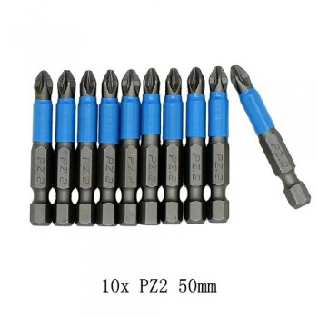 10pc 50mm PH1 PH2 PH3 PZ1 PZ2 PZ3 Magnetic Screwdriver Bit Set 1/4 Hex Shank Anti Slip Phillips Electric Power Tool Accessories