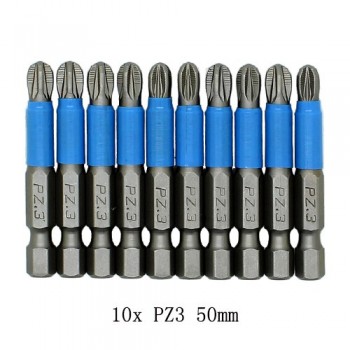 10pc 50mm PH1 PH2 PH3 PZ1 PZ2 PZ3 Magnetic Screwdriver Bit Set 1/4 Hex Shank Anti Slip Phillips Electric Power Tool Accessories