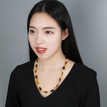 Yoowei Natural Amber Necklace for Gift Irregular Bead 45cm/55cm Women Anniversary Gift Healing Baltic Amber Jewelry Wholesale