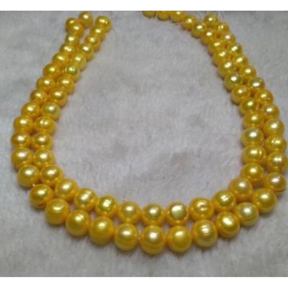 32 8-9MM NATURAL SOUTH SEA GENUINE GOLDEN PEARL NECKLACE 14K GOLD CLASP