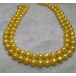 32 8-9MM NATURAL SOUTH SEA GENUINE GOLDEN PEARL NECKLACE 14K GOLD CLASP