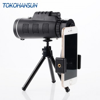 TOKOHANSUN 40x60 zoom Monocular Telescope Wide-angle Magnifier Telescope With Mobile phone Lens Dust Cover Compass for iPhone 8