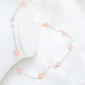 ASHIQI Real 925 sterling silver necklace 7-8mm Real Natural Freshwater pearl necklace White pearl Jewelry for Women Gifts