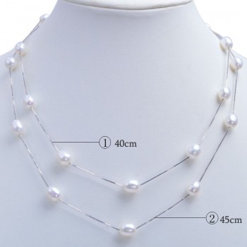 ASHIQI Real 925 sterling silver necklace 7-8mm Real Natural Freshwater pearl necklace White pearl Jewelry for Women Gifts