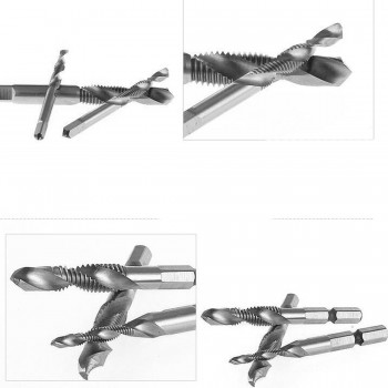 Hand Tap Drill 6pcs/set Hex Shank HSS Screw Spiral Point Thread Metric Plug Drill Bits M3 M4 M5 M6 M8 M10 Hand Tools