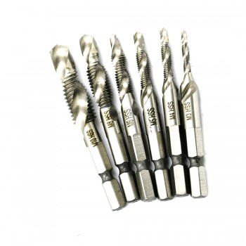 Hand Tap Drill 6pcs/set Hex Shank HSS Screw Spiral Point Thread Metric Plug Drill Bits M3 M4 M5 M6 M8 M10 Hand Tools