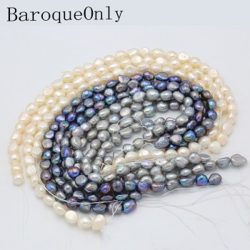 BaroqueOnly Nuclear Edison Pearl String 36cm No Clasp 10-11mm White/blue/grey Real Freshwater Pearl Choker Necklace DIY Making