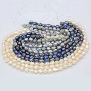 BaroqueOnly Nuclear Edison Pearl String 36cm No Clasp 10-11mm White/blue/grey Real Freshwater Pearl Choker Necklace DIY Making
