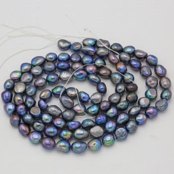 BaroqueOnly Nuclear Edison Pearl String 36cm No Clasp 10-11mm White/blue/grey Real Freshwater Pearl Choker Necklace DIY Making