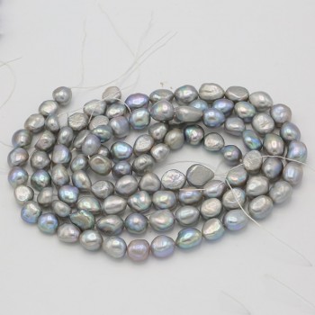 BaroqueOnly Nuclear Edison Pearl String 36cm No Clasp 10-11mm White/blue/grey Real Freshwater Pearl Choker Necklace DIY Making