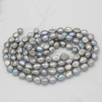 BaroqueOnly Nuclear Edison Pearl String 36cm No Clasp 10-11mm White/blue/grey Real Freshwater Pearl Choker Necklace DIY Making