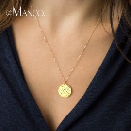 e-Manco 925 Silver Women Statement Pendant Necklace Gold Color Classic Geometric Shape Fashion Jewelry Necklace For Women Friend