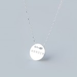 Real. 925 Sterling-Silver Coin Round Wonder Engraved Pendant Necklace message CHARM jewelry 925 sterling silver GTLX658