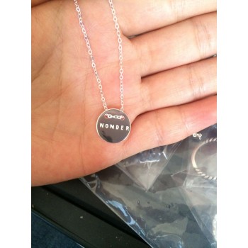 Real. 925 Sterling-Silver Coin Round Wonder Engraved Pendant Necklace message CHARM jewelry 925 sterling silver GTLX658