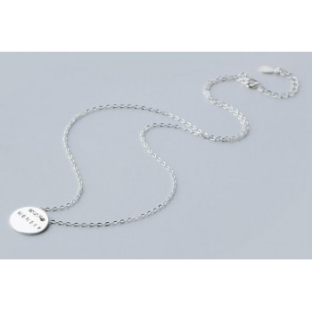 Real. 925 Sterling-Silver Coin Round Wonder Engraved Pendant Necklace message CHARM jewelry 925 sterling silver GTLX658