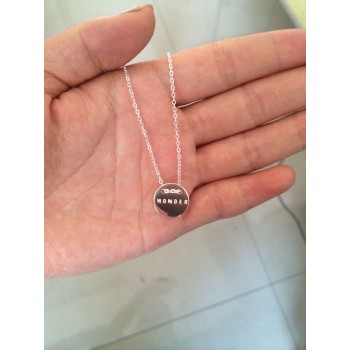 Real. 925 Sterling-Silver Coin Round Wonder Engraved Pendant Necklace message CHARM jewelry 925 sterling silver GTLX658