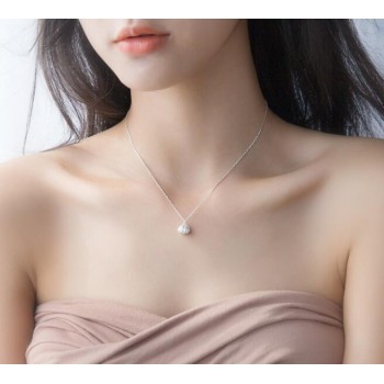 SMALL 1PC Freshwater Pearl into the Shell Shape Pendant Necklace 100% Real. 925 Sterling Silver Fine Jewelry GTLX1582