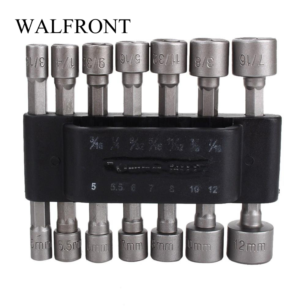 14 Pcs/ Set Power Nutdriver Nut Driver Bit Set Adapter Strong Magnetic Hex Shank Socket Strong Magnetic Nut Driver Adapter Bits