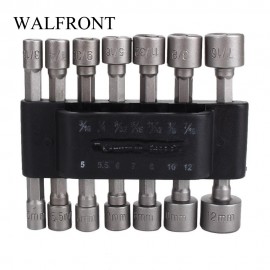 14 Pcs/ Set Power Nutdriver Nut Driver Bit Set Adapter Strong Magnetic Hex Shank Socket Strong Magnetic Nut Driver Adapter Bits