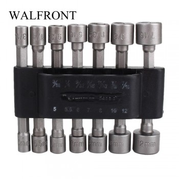 14 Pcs/ Set Power Nutdriver Nut Driver Bit Set Adapter Strong Magnetic Hex Shank Socket Strong Magnetic Nut Driver Adapter Bits