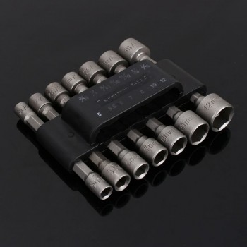14 Pcs/ Set Power Nutdriver Nut Driver Bit Set Adapter Strong Magnetic Hex Shank Socket Strong Magnetic Nut Driver Adapter Bits