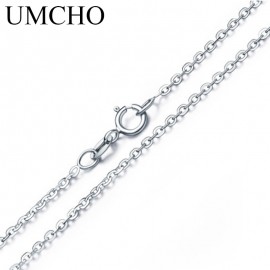 UMCHO Free Shipping Real 925 Sterling Silver Italy Cable Chain Necklace 18 inch/ 45 cm Chain For Women Fine Jewelry For Women